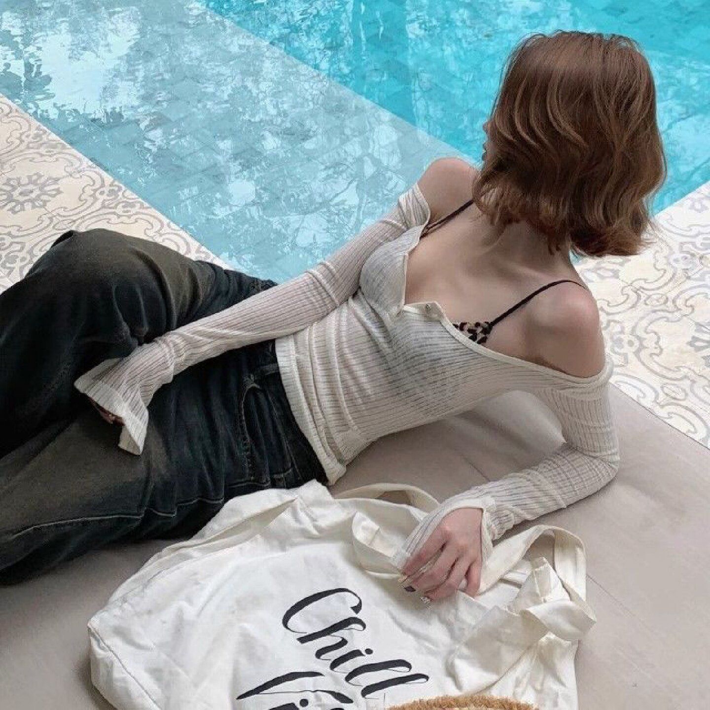 美式辣妹露肩泳衣罩衫防晒外搭可下水长袖T恤女夏修身收腰打底衫