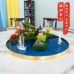 饰摆件轻奢高档 酒店圆桌转盘仿真花餐桌造景餐厅摆花圆桌台面装