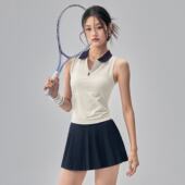 瑜伽服背心带胸垫Polo领无袖 显瘦网球运动上衣户外速干健身内衣女