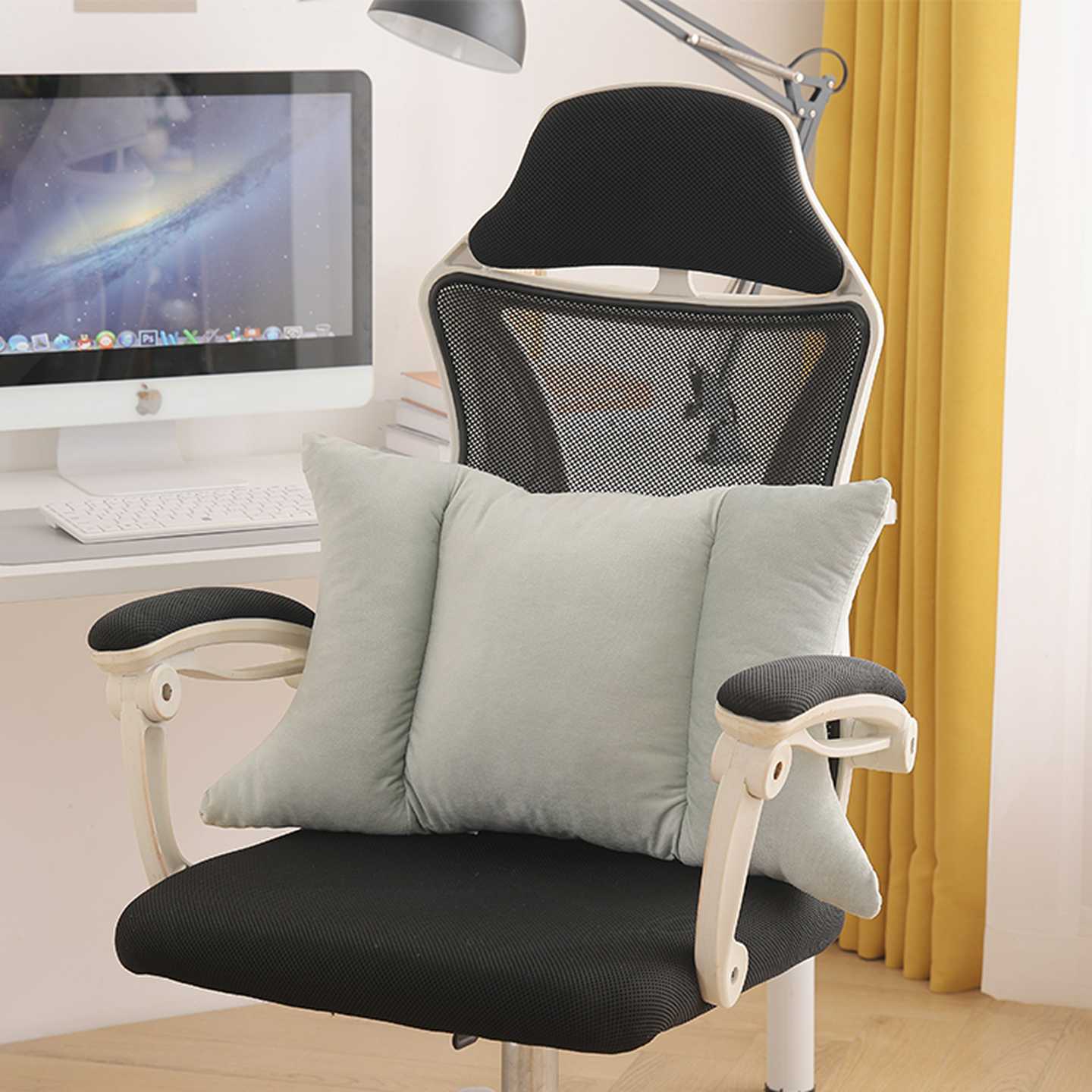 靠垫办公室腰靠坐垫一体久坐护腰矫正腰垫座椅子腰枕午睡两用靠枕