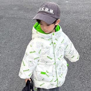 男童羽绒服2024新款韩版洋气加长款防水帅气冬季宝宝加厚眼镜外套