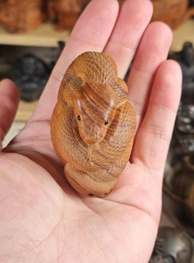 太行崖柏陈化料生肖蛇木雕小把件把件小青蛇实心汽车挂件