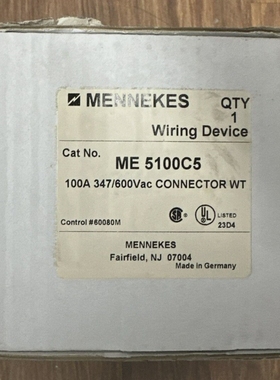 MENNEKESME5100C5100A347/600VACCONNECTORWT**NEWINBOX