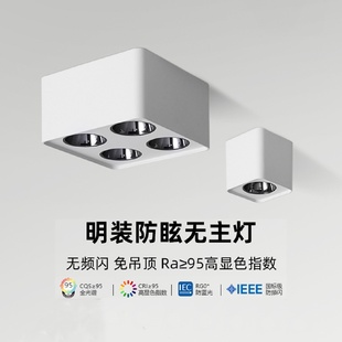 防眩全光谱护眼客餐厅卧室照明无主灯具 四头斗胆筒灯明装