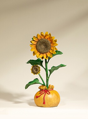 全黄铜向日葵摆件向阳而生创意桌面书房家居装饰高档餐桌生日礼物