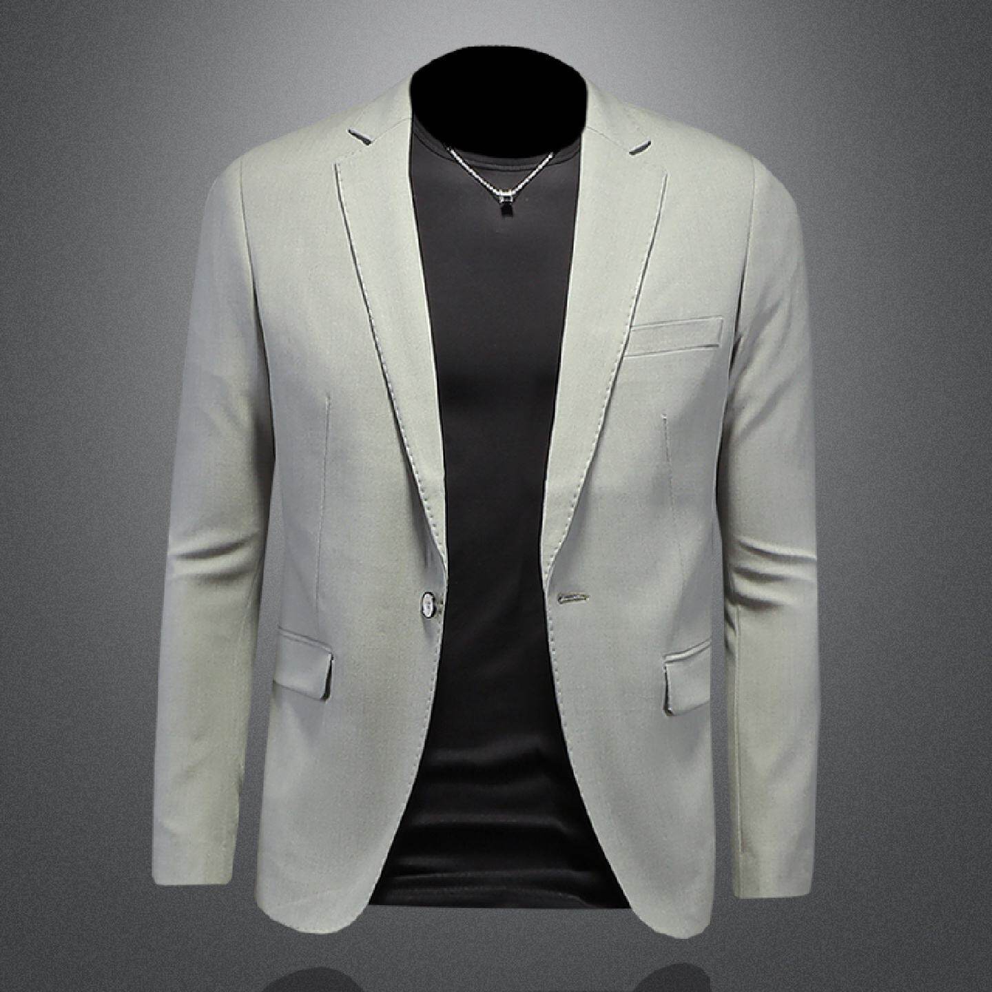 2026欧洲站休闲西装外套男士年春季新款商务修身大码西服纯色上衣