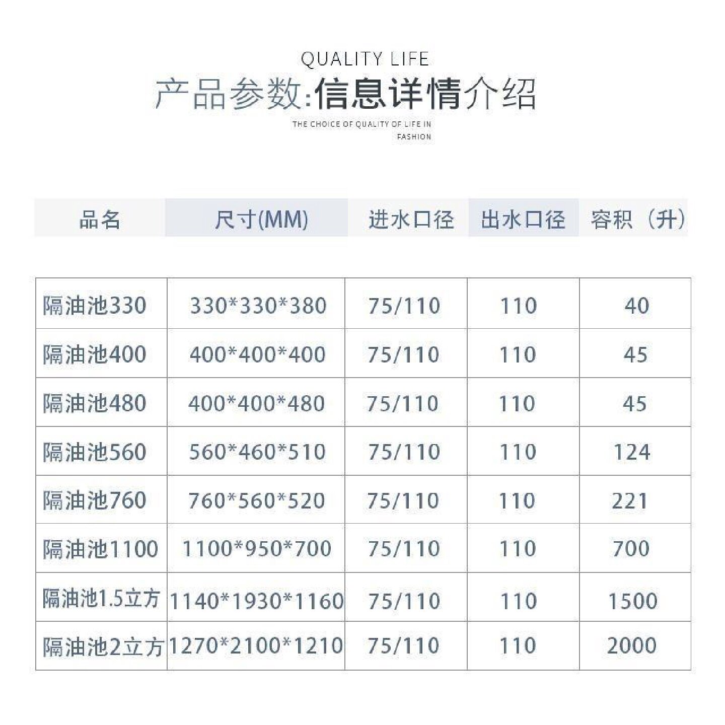 厨房毛发分离器PE隔油池小型家用隔油井塑料水封井污水处理隔油池