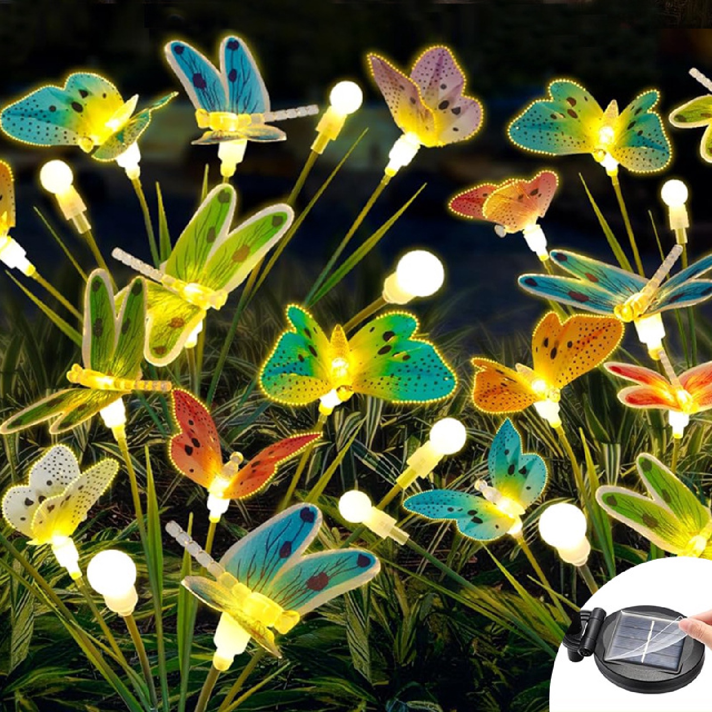 太阳能光纤蝴蝶摇摆灯庭院景观灯花园氛围灯跨境爆款户外氛围灯