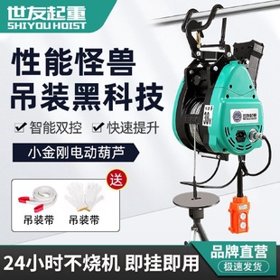 新款 小金刚电动葫芦220V家用悬挂双孔升降吊机空调钢丝绳便携式