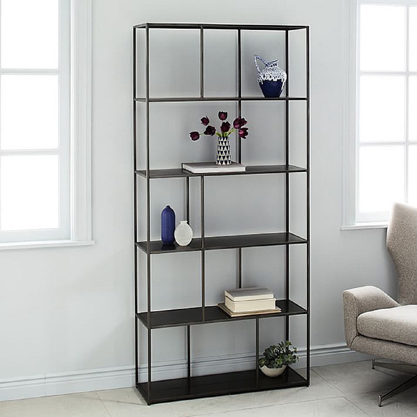 北欧工业风隔断玄关现代铁艺办公室书花架展示客厅简约屏风置物架