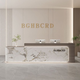 简约现代公司前台接待台酒店吧台桌售楼部大厅服务台美容院收银台