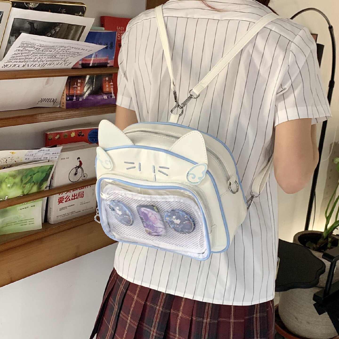 日系可爱双肩包女2025新款外出旅行儿童小背包夏季透明卡通斜挎包