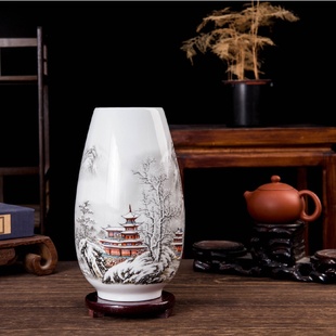 饰品工艺品花器 景德镇陶瓷小花瓶摆件客厅富贵竹插花器干花家居装