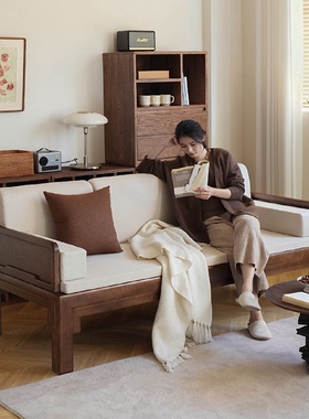 #实木罗汉床新中式沙发小户型客厅推拉床简约明式两用沙发床罗汉