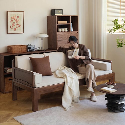 #实木罗汉床新中式沙发小户型客厅推拉床简约明式两用沙发床罗汉