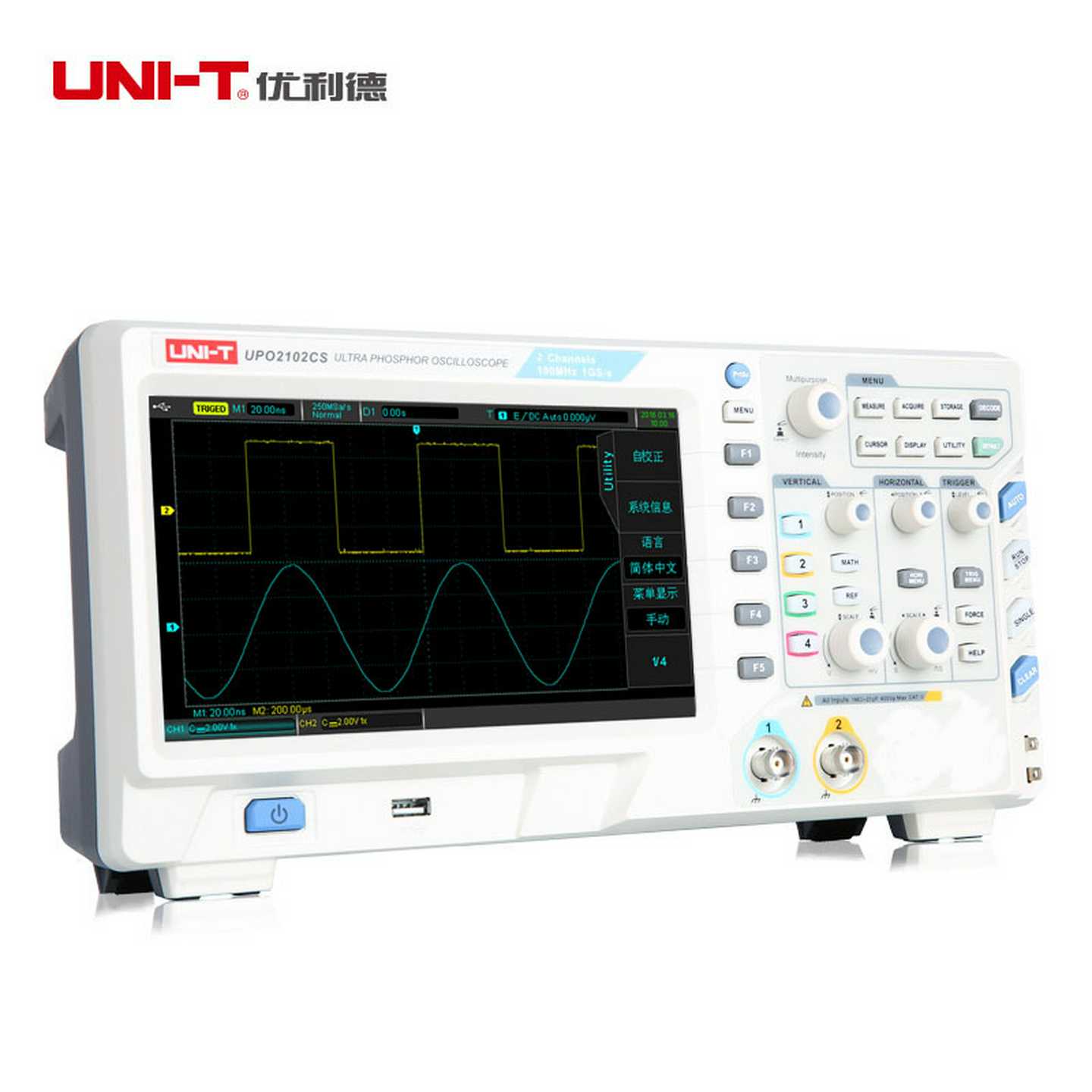优利德UPO2102CS示j波器UPO2104CS四通道数字存储荧光示波器