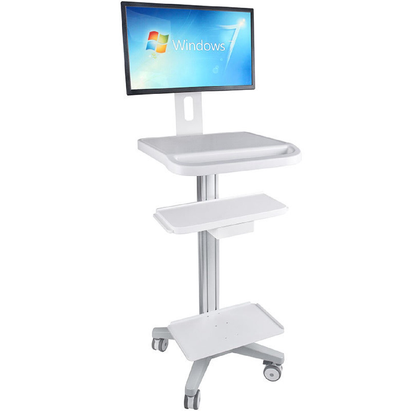 简易款一体机台车移动带显示器手推车小型工作站电脑台车支架