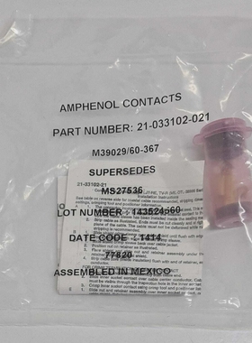 [批量2]Amphenol21-033102-021圆形MIL规格同轴电缆针接触
