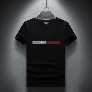 2026年新款潮牌社会小伙烫钻短袖恤男圆领精神半袖夏季镶钻体恤潮