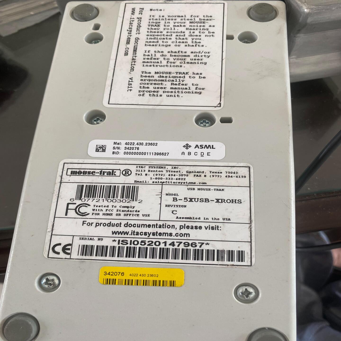 【请询价】MOUSE-TRAK  B-5XUSB-XROHS 轨迹球滚