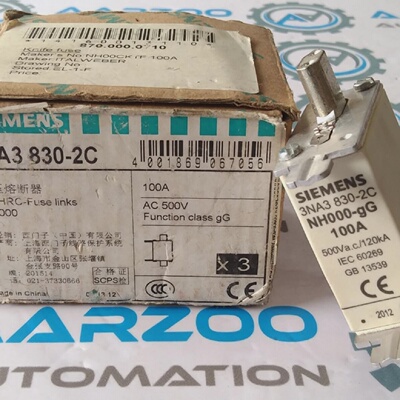 CONFEZIONE DA 3 Nuovo Fusibile Siemens 3NA3 8302C 100A NH000