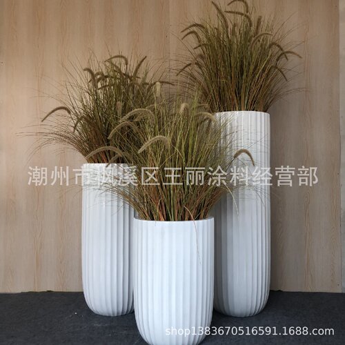 欧式时尚玻璃钢落地花瓶简约酒店别墅大堂客厅摆件精致描金花器