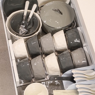 黑白灰陶瓷餐具套装 新款 家用乔迁碗盘碗碟全套组合高级感轻奢碗盘