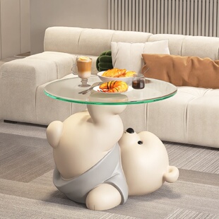 奶油风熊落地摆件装饰品电视柜旁沙发边几床头柜高级感乔迁礼物