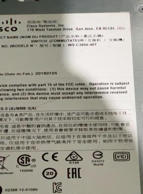CiscoWS-C3850-48T-E48千兆POE电口--议价商品