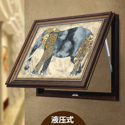 欧式电表箱装饰画美式复古客厅推拉式遮挡画液压式开关盒壁画
