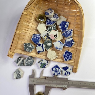 青花瓷陶瓷马赛克散料diy手工材料瓷片拼图作业不规则8元一斤