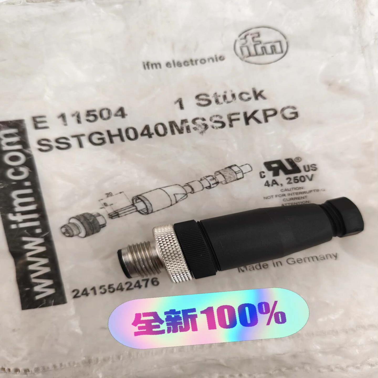 全新ifm易福门M12四针直公可接线插头SSTGH040MS--议价商品