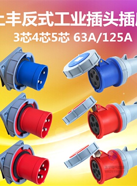 SFE3芯4针5芯SFN工业器具防水插头63A125A6h母孔公针反式输入头