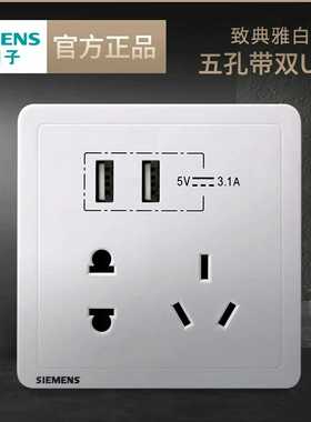 议价致典：五孔带双b充电口插座面板致典白色86型家适用