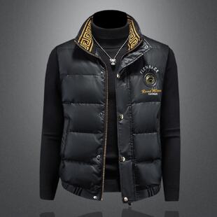 高端轻薄款羽绒马甲男士立领大码坎肩鸭绒外套欧洲站潮牌马夹背心