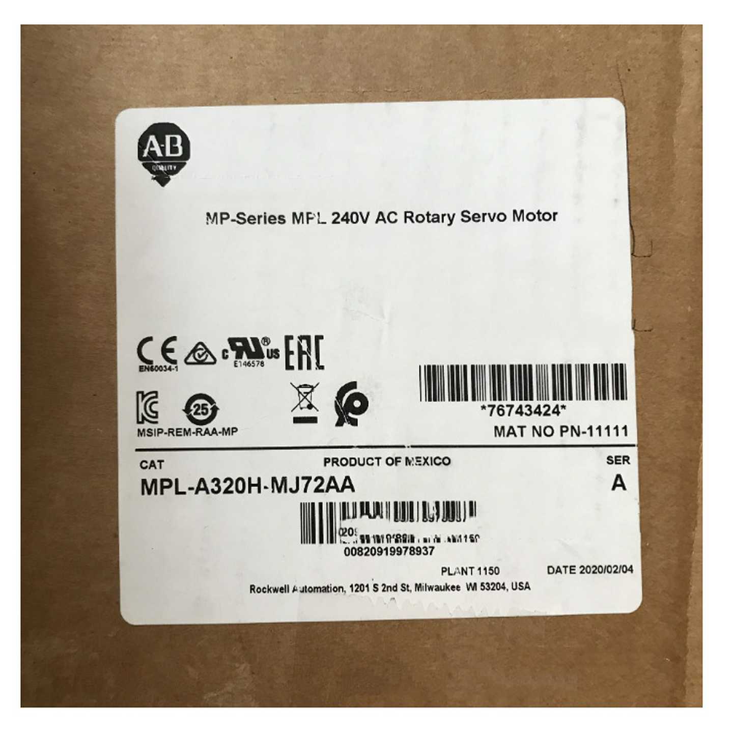 AB罗克韦尔伺服电机MPLm-A320H-MJ72AA