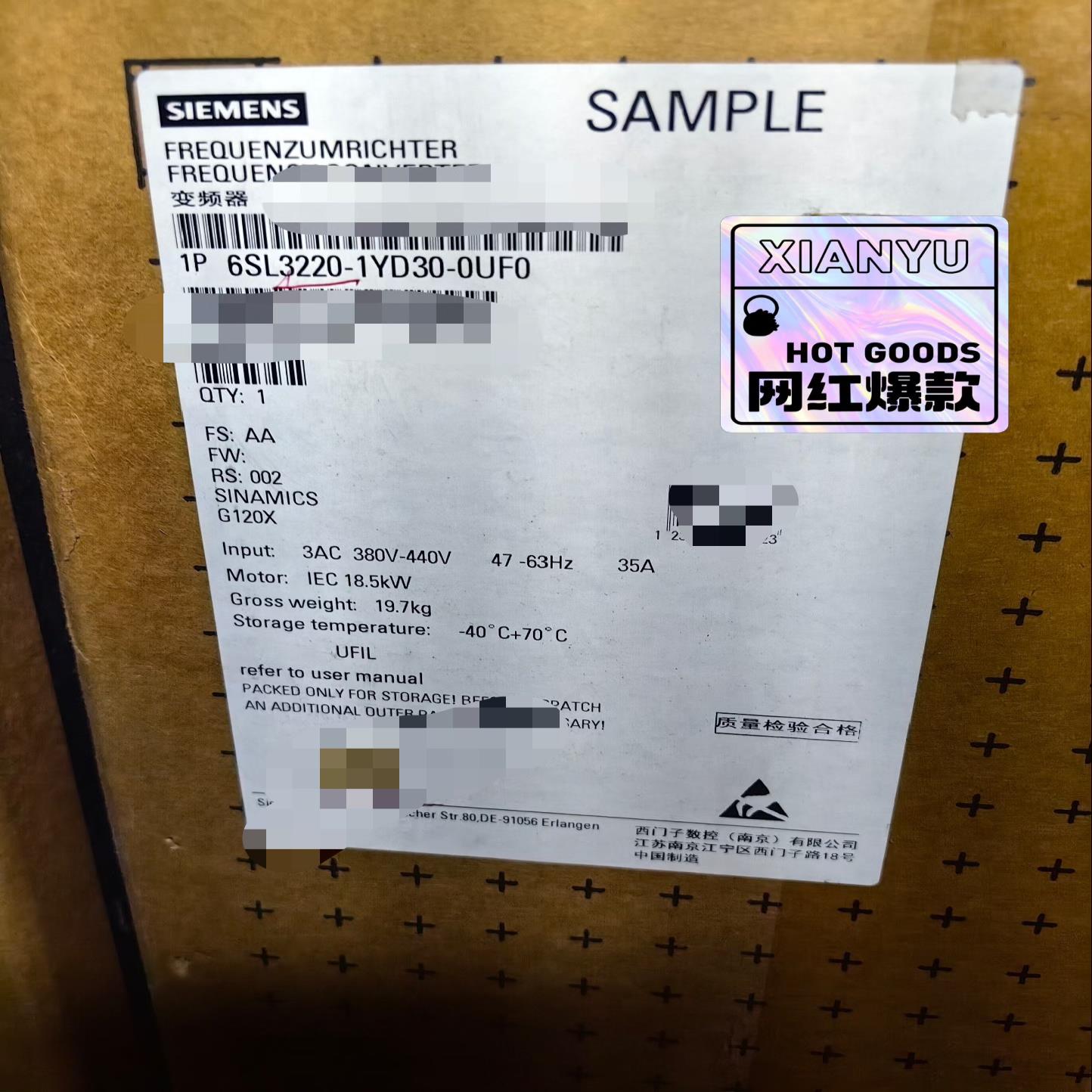 西门子6SL3220-1YD30-0UF0全新原装正品议价-询价客服
