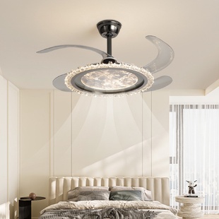 极简轻奢风扇吊灯餐厅灯现代简约隐形扇叶意式云雾电扇灯卧室灯具