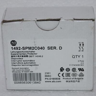 Allen Bradley 1492SPM2C040 SER. D MCB Supplementary Protecto
