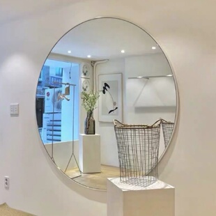 店试衣镜轻奢家用墙面装 大圆形不锈钢边框全身镜子服装 饰镜客厅
