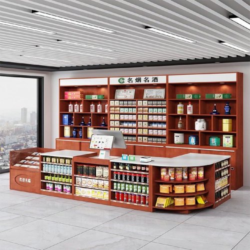 超市便利店吧台收银台烟酒柜药店母婴店水果店铺小型转角收银柜台