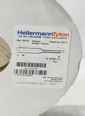 HELLERMANNTYTONTFN313.0/1.0-GNYE热缩管3:1绿色黄色