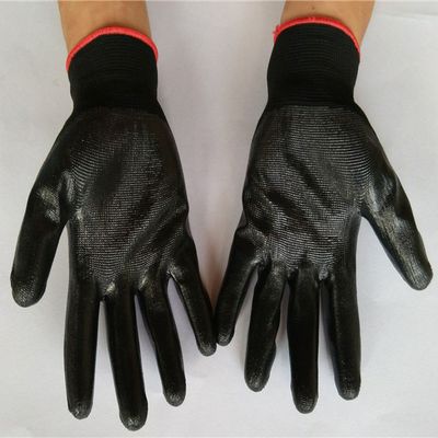 12双黑纱黑丁青浸胶劳保耐油耐用挂胶防滑耐磨工人干活作业手套