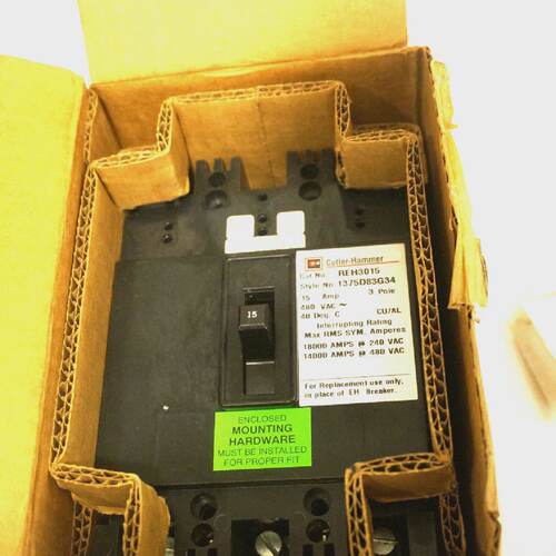 New EATON CUTLER HAMMER REH3015 Circuit Breaker 15AMP 480VAC
