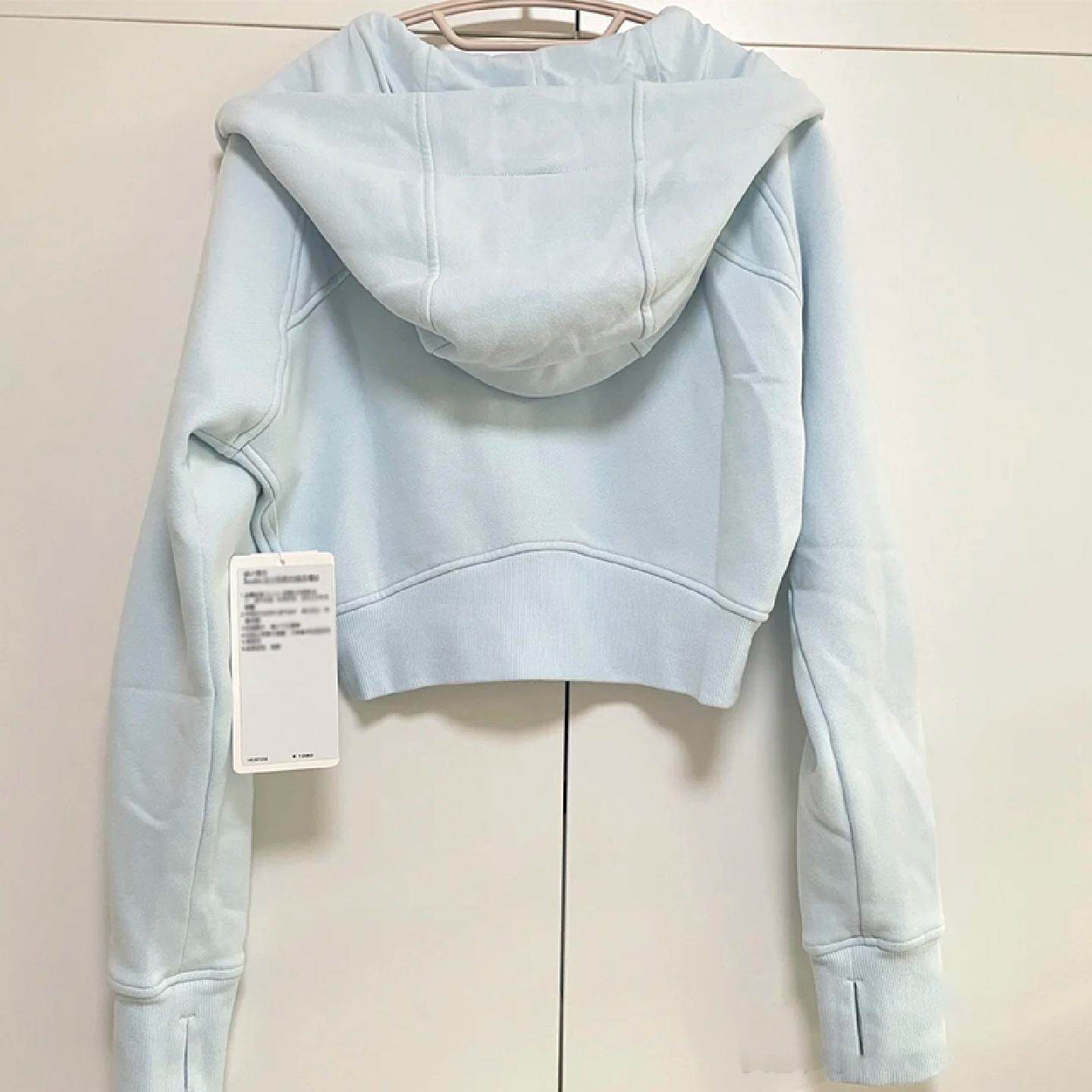 秋季短款外套女款秋冬2026新款连帽运动衫开衫蓝色加绒高腰上衣韩