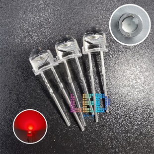 4.8MM大杯草帽红色0.3瓦F5散光红光0.3W90毫安大电流LED发光灯珠