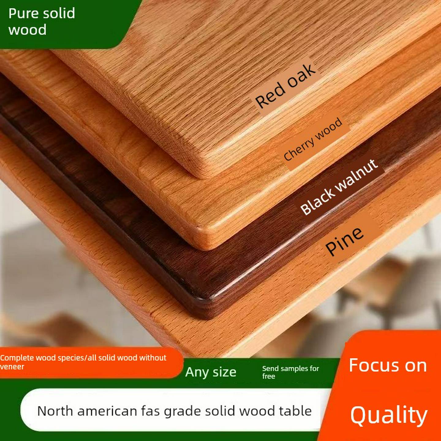 定制原木木板黑胡桃木老榆木樱桃木家用书桌实木办公桌餐桌板吧台