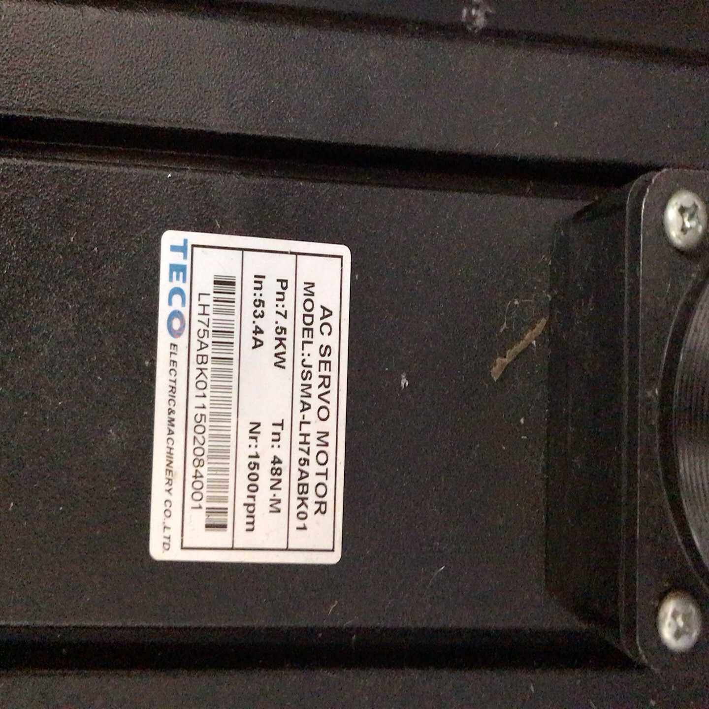 东元伺服电机JSMA-LH75ABK01，7.5KW功率，4--议价商品