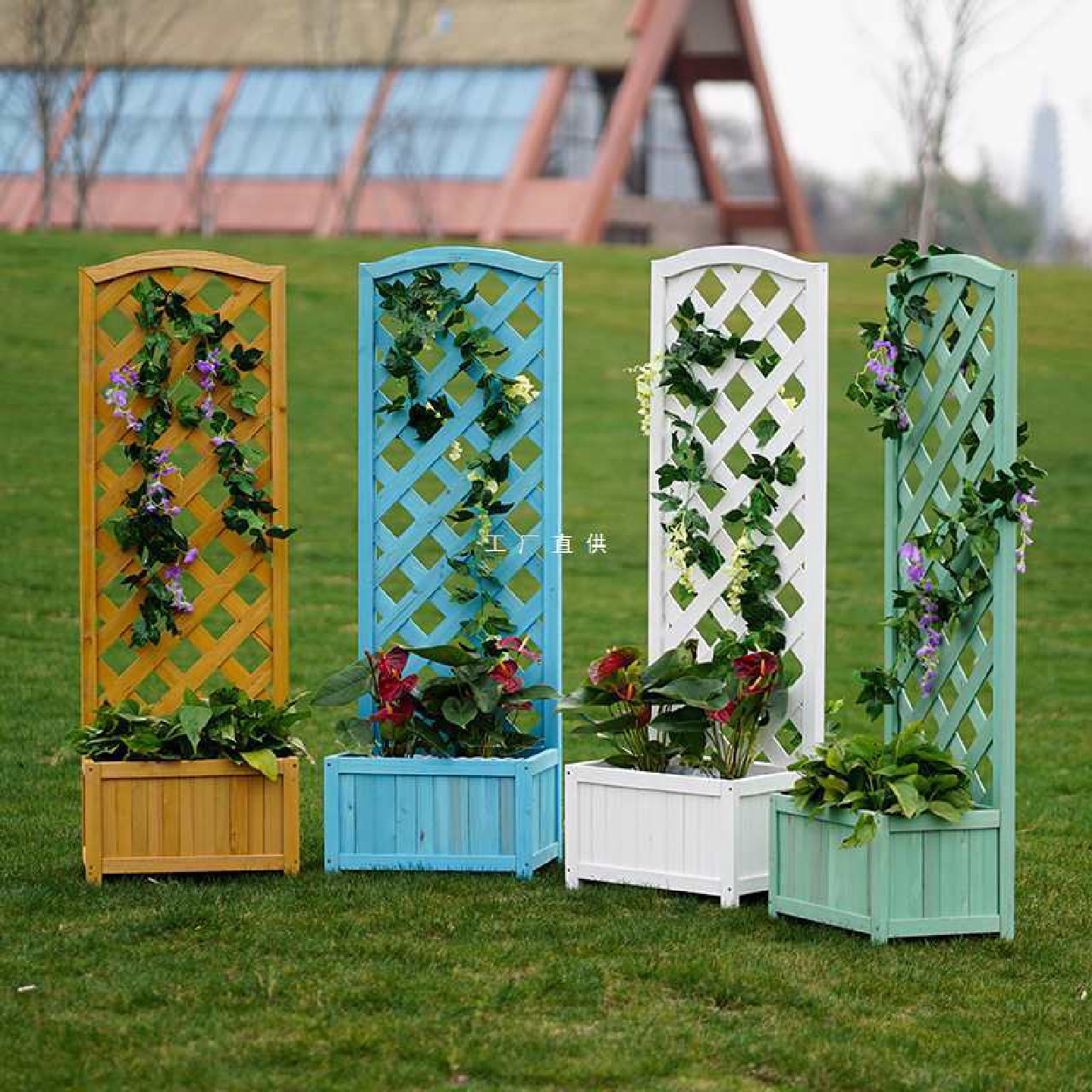 防腐木花箱户外庭院栅栏围栏阳台隔断花盆花架花园露台花箱爬藤架