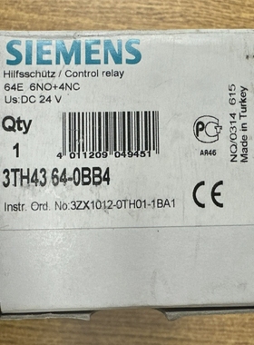 SIEMENS3TH4364-0BB4CONTROLRELAY24VDC6NO4NC**NEWINB